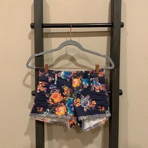 Roxy floral denim cut off shorts